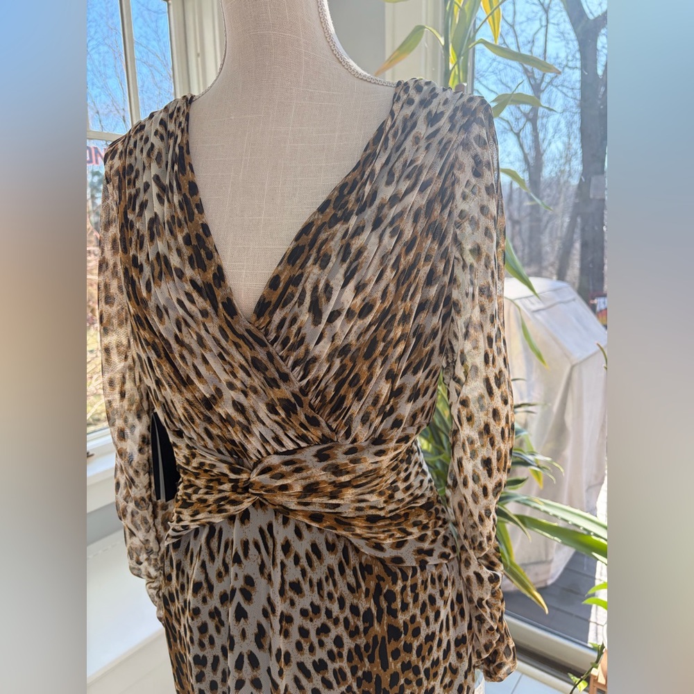 Tadashi Shoji Animal Print Long Sleeve Dress - Picture 2 of 11